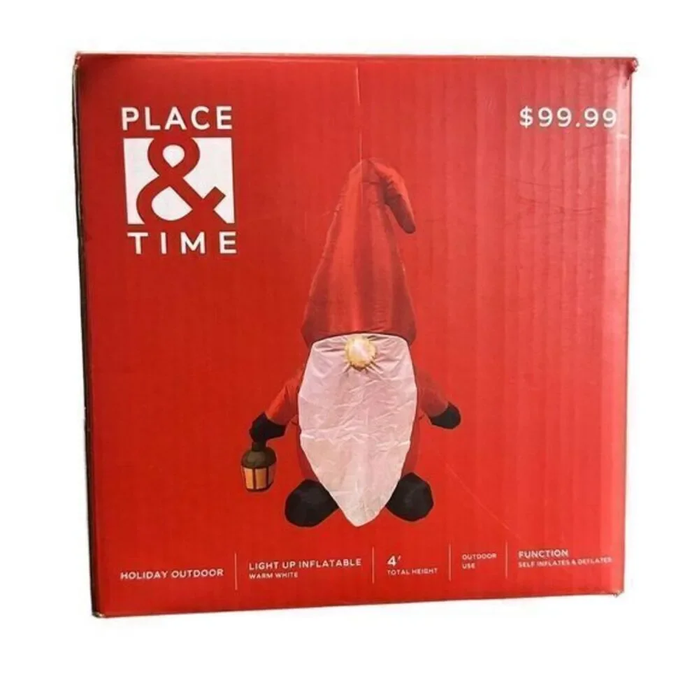 New In Box Light Up Inflatable Christmas Nome-4’ Height x 2-2/3’ Wide-🎄🎅 - Picture 2 of 4